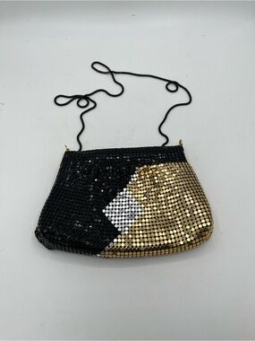 Y & S Sequin Black & Gold Crossbody Evening Bag